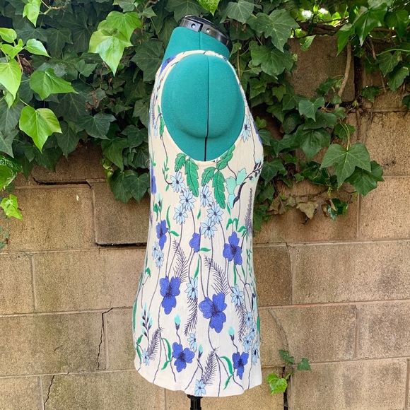 Anthropologie Meadow Rue Tank S Cartagena Boho Embroidered Floral Top Blue Green - Picture 3 of 11